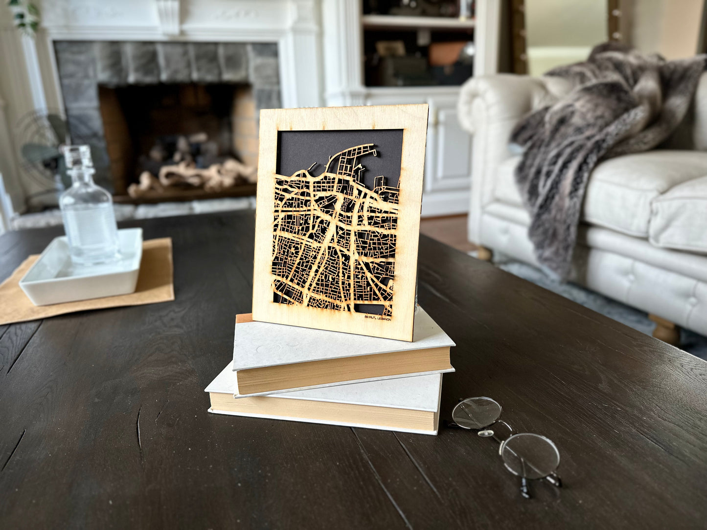Beirut, Lebanon City Street Map | Modern Wood Wall Art in a Minimalist design. 2 sizes