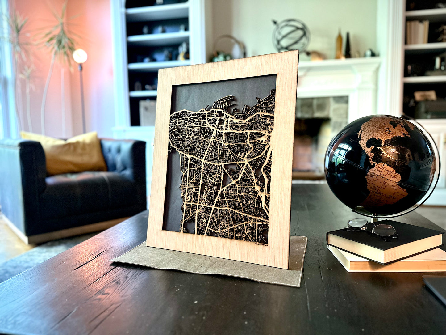 Beirut, Lebanon City Street Map | Modern Wood Wall Art in a Minimalist design. 2 sizes