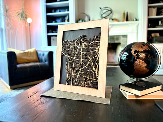 Beirut, Lebanon City Street Map | Modern Wood Wall Art in a Minimalist design. 2 sizes