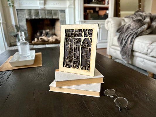 Bellevue, NE City Street Map | Modern Wood Wall Art in a Minimalist design. 2 sizes