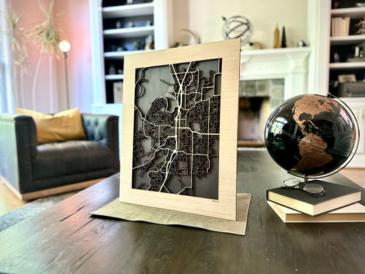 Bend, OR City Street Map | Modern Wood Wall Art in a Minimalist design. 2 sizes