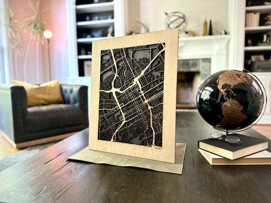 Birmingham, AL City Street Map | Modern Wood Wall Art in a Minimalist design. 3 sizes