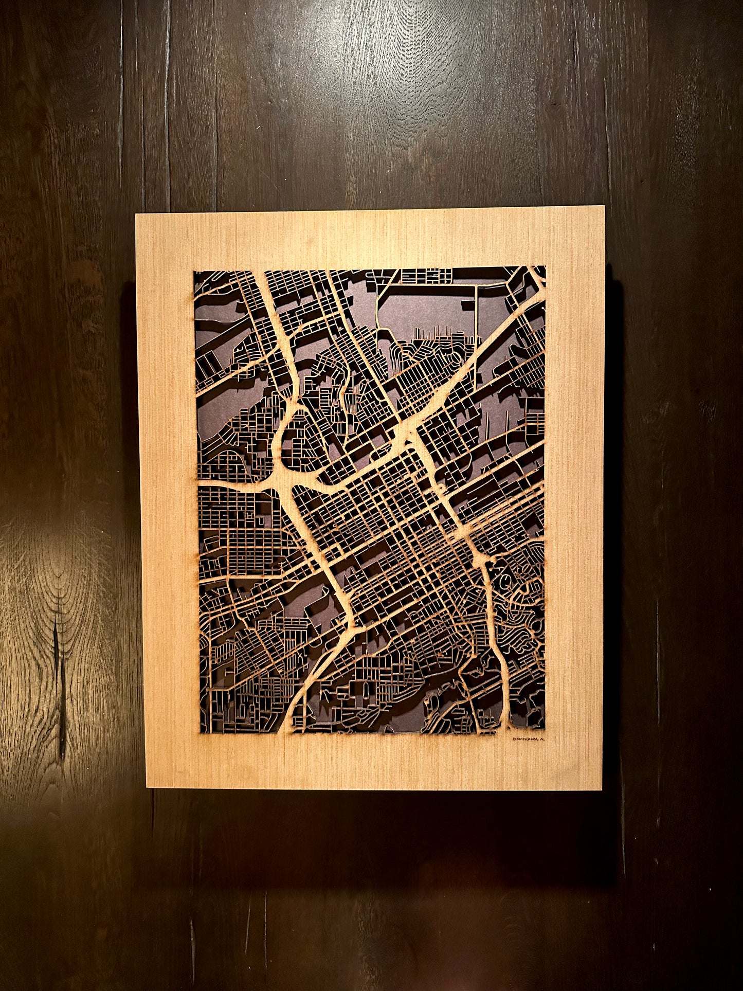Birmingham, AL City Street Map | Modern Wood Wall Art in a Minimalist design. 3 sizes