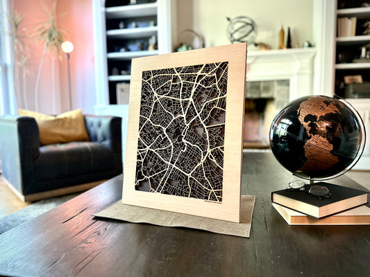 Birmingham, UK City Street Map | Modern Wood Wall Art in a Minimalist design. 2 sizes