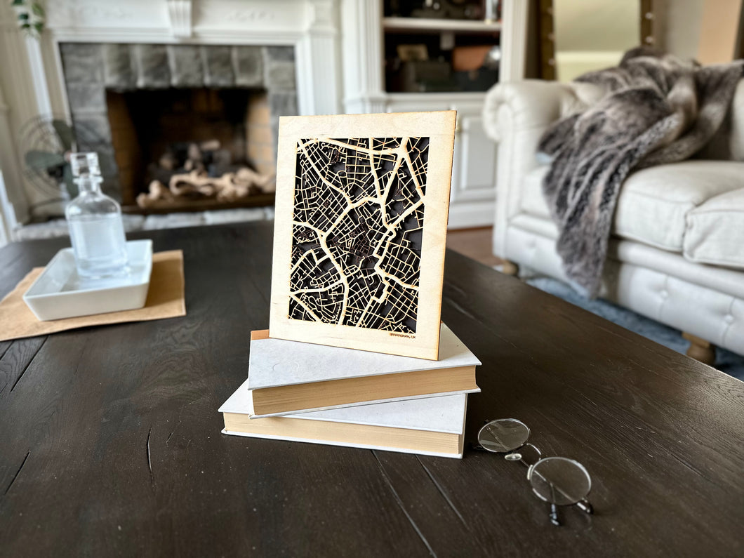 Birmingham, UK City Street Map | Modern Wood Wall Art in a Minimalist design. 2 sizes