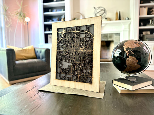 Bloomington, IN City Street Map | Modern Wood Wall Art in a Minimalist design. 2 sizes