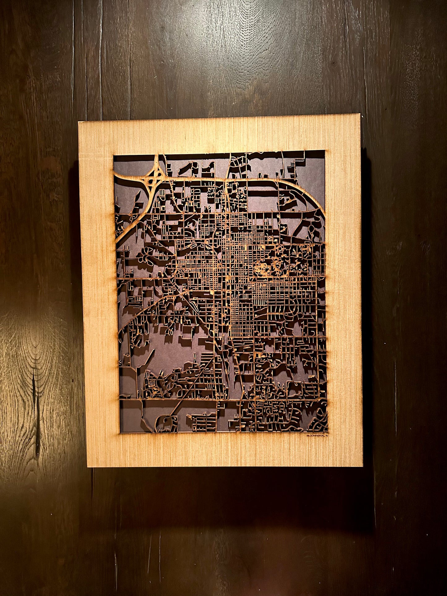 Bloomington, IN City Street Map | Modern Wood Wall Art in a Minimalist design. 2 sizes