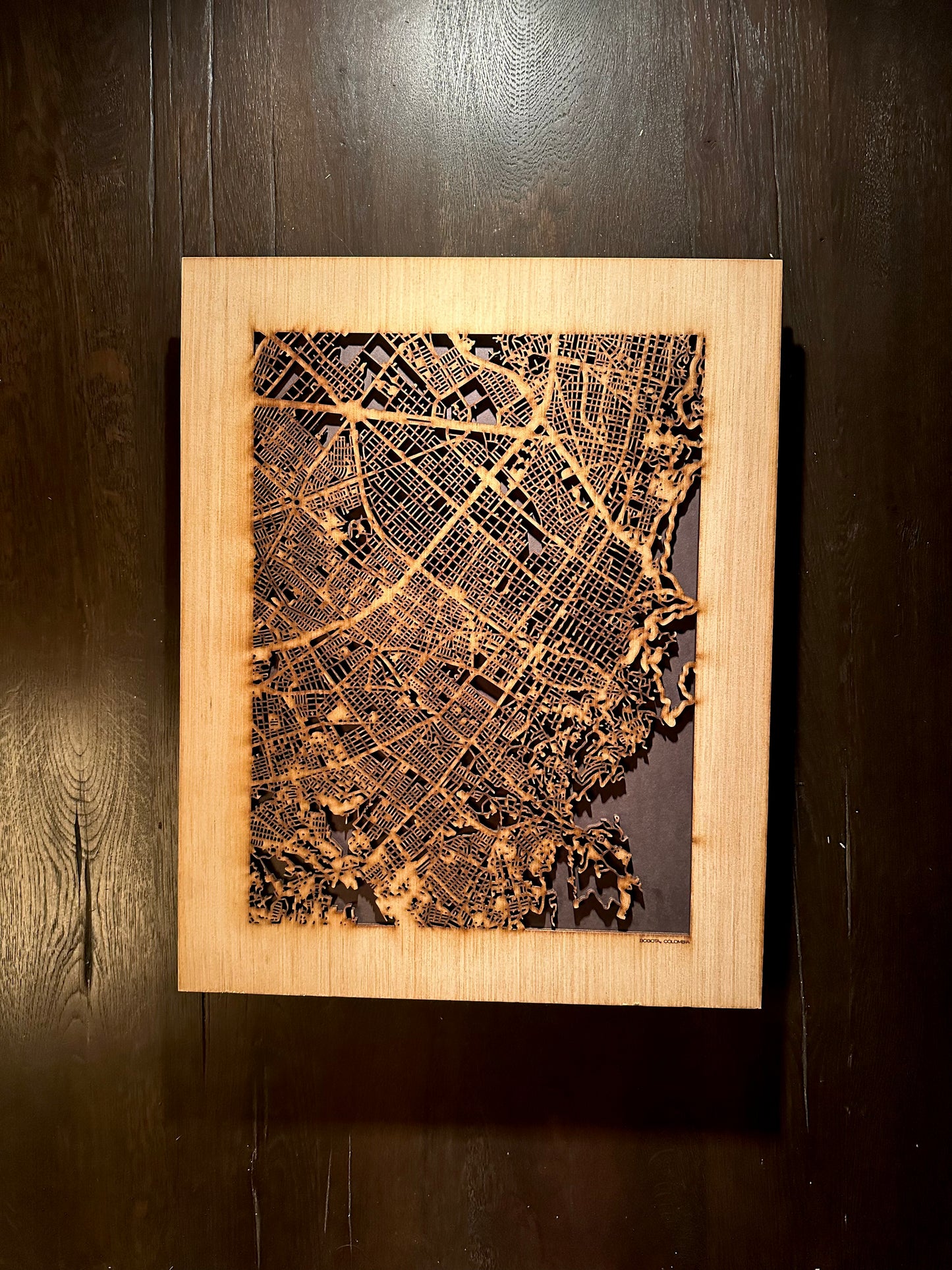 Bogota, Colombia City Street Map | Modern Wood Wall Art in a Minimalist design. 2 sizes