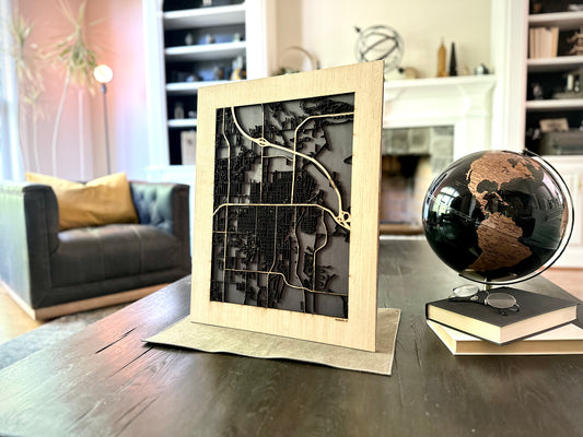 Bozeman, MT City Street Map | Modern Wood Wall Art in a Minimalist design. 2 sizes