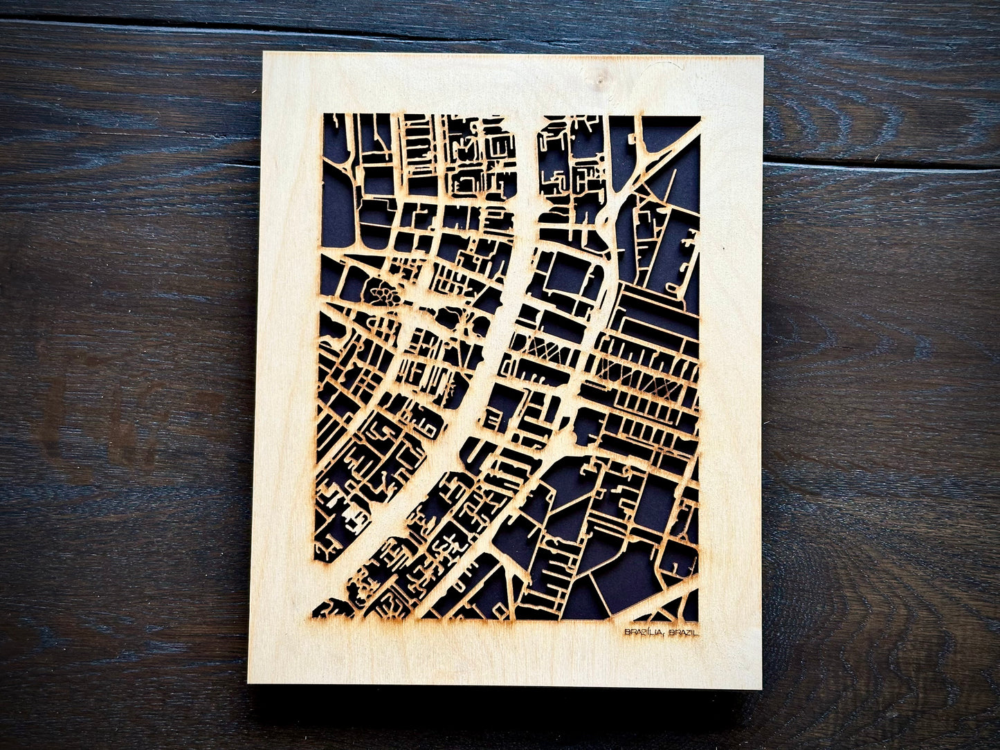 Brasília, Brazil City Street Map | Modern Wood Wall Art in a Minimalist design. 2 sizes