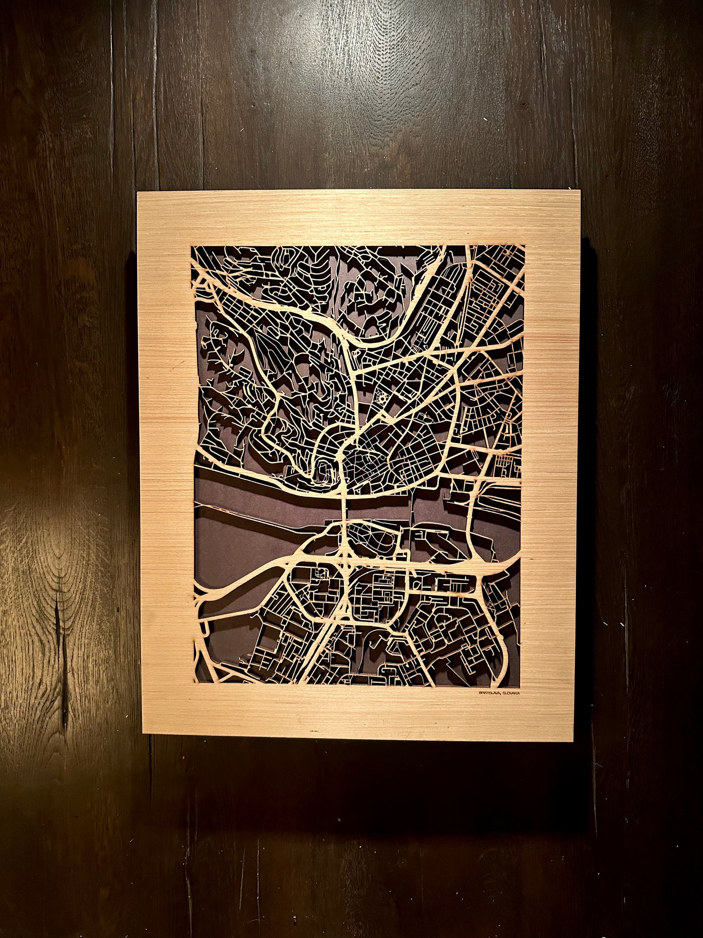 Bratislava, Slovakia City Street Map | Modern Wood Wall Art in a Minimalist design. 2 sizes