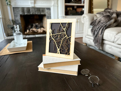 Brattleboro, VT City Street Map | Modern Wood Wall Art in a Minimalist design. 2 sizes