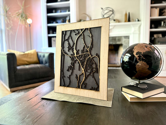 Brattleboro, VT City Street Map | Modern Wood Wall Art in a Minimalist design. 2 sizes
