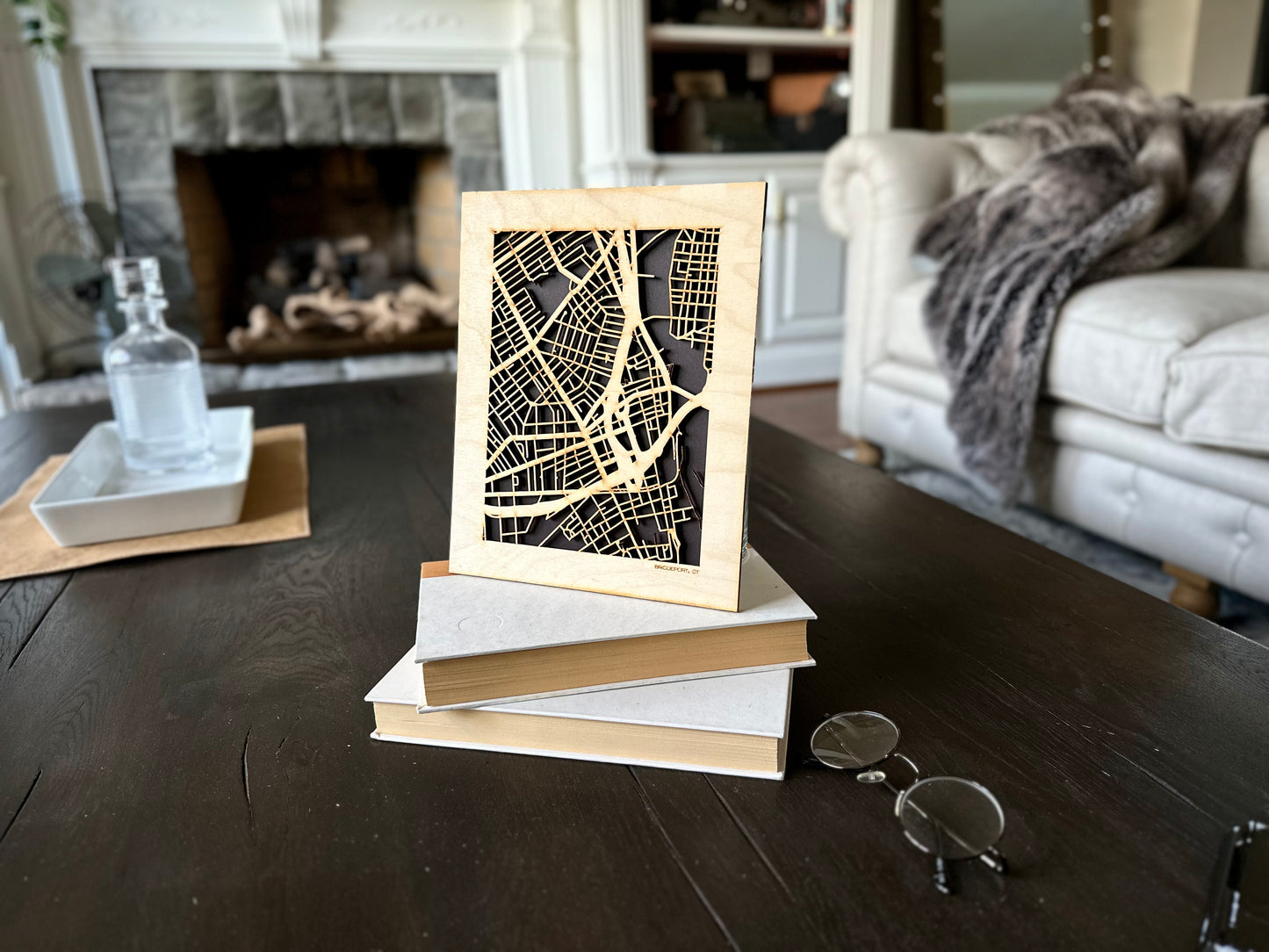 Bridgeport, CT City Street Map | Modern Wood Wall Art in a Minimalist design. 2 sizes