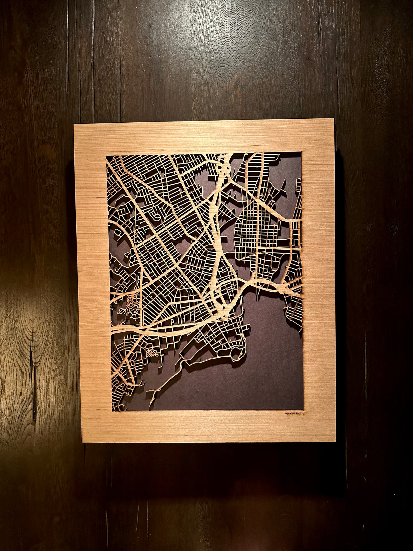 Bridgeport, CT City Street Map | Modern Wood Wall Art in a Minimalist design. 2 sizes