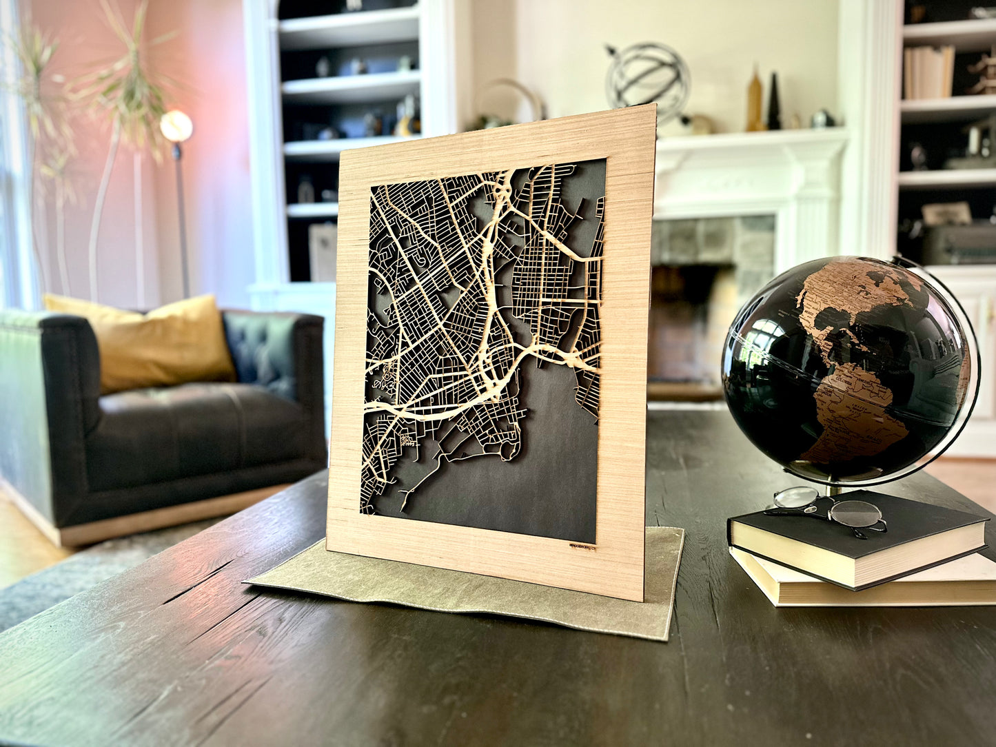 Bridgeport, CT City Street Map | Modern Wood Wall Art in a Minimalist design. 2 sizes