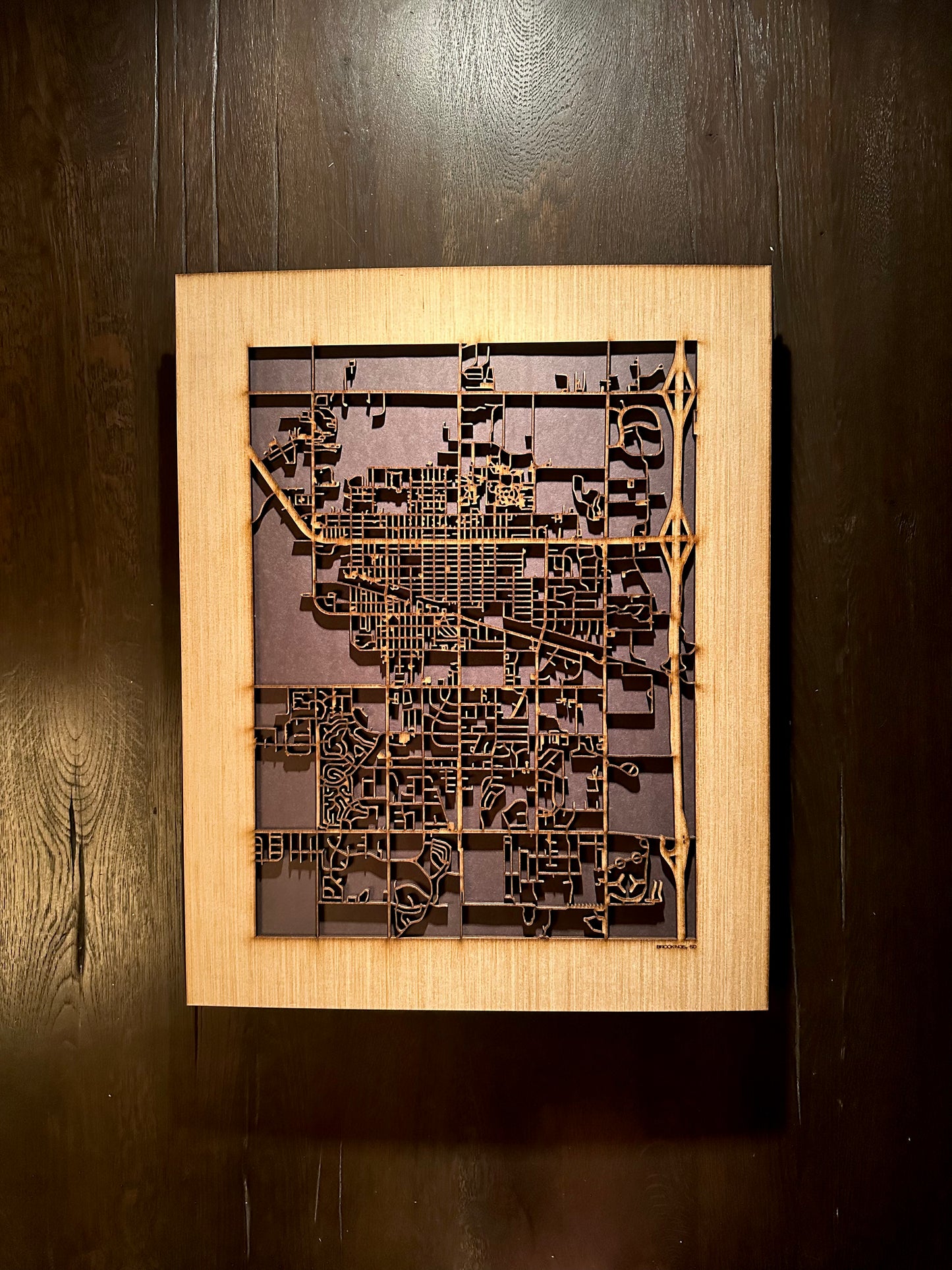 Brookings, SD City Street Map | Modern Wood Wall Art in a Minimalist design. 2 sizes