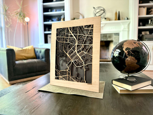 Brownsville, TX City Street Map | Modern Wood Wall Art in a Minimalist design. 2 sizes