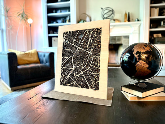 Brussels, Belgium City Street Map | Modern Wood Wall Art in a Minimalist design. 2 sizes