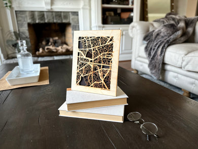 Bucharest, Romania City Street Map | Modern Wood Wall Art in a Minimalist design. 2 sizes