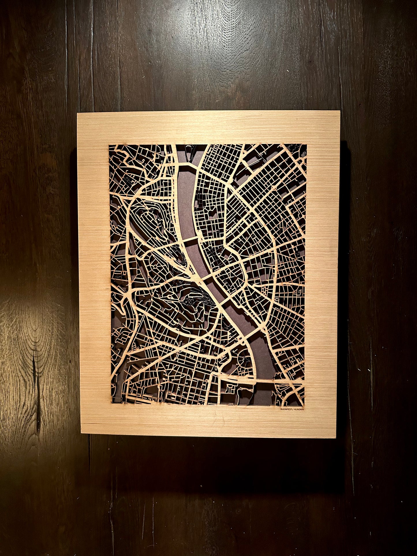 Budapest, Hungary City Street Map | Modern Wood Wall Art in a Minimalist design. 2 sizes