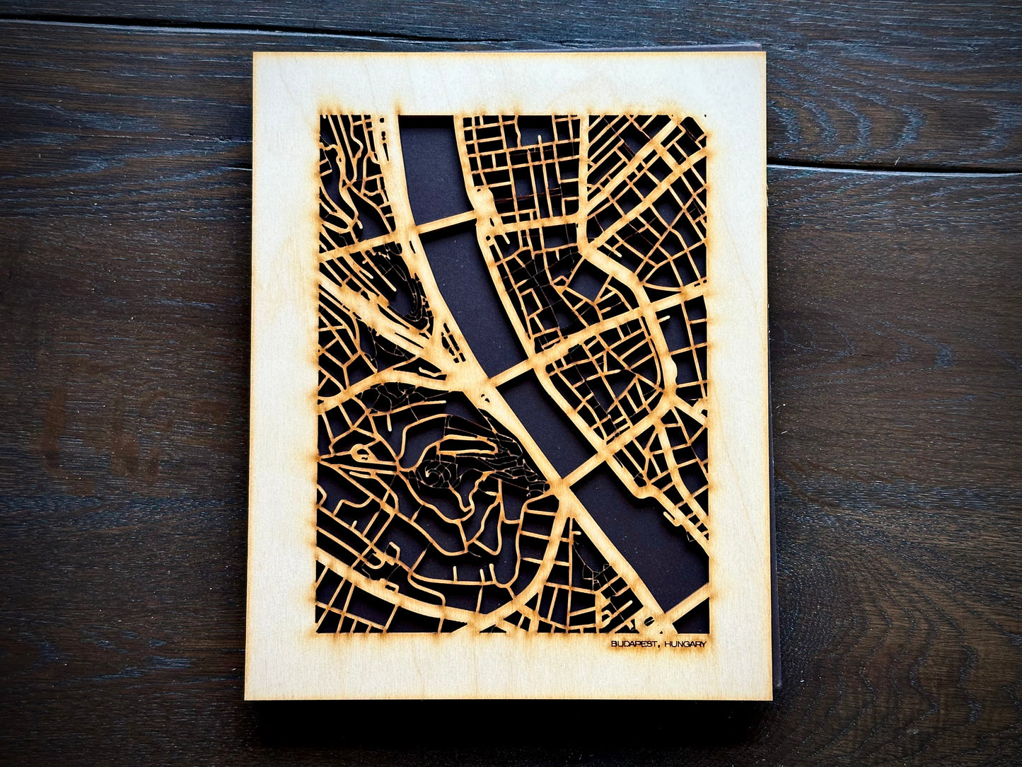 Budapest, Hungary City Street Map | Modern Wood Wall Art in a Minimalist design. 2 sizes