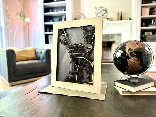 Burlington, VT City Street Map | Modern Wood Wall Art in a Minimalist design. 2 sizes