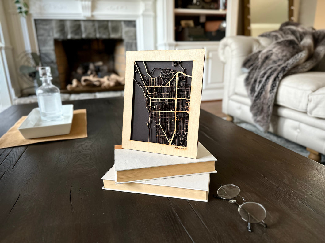 Burlington, VT City Street Map | Modern Wood Wall Art in a Minimalist design. 2 sizes