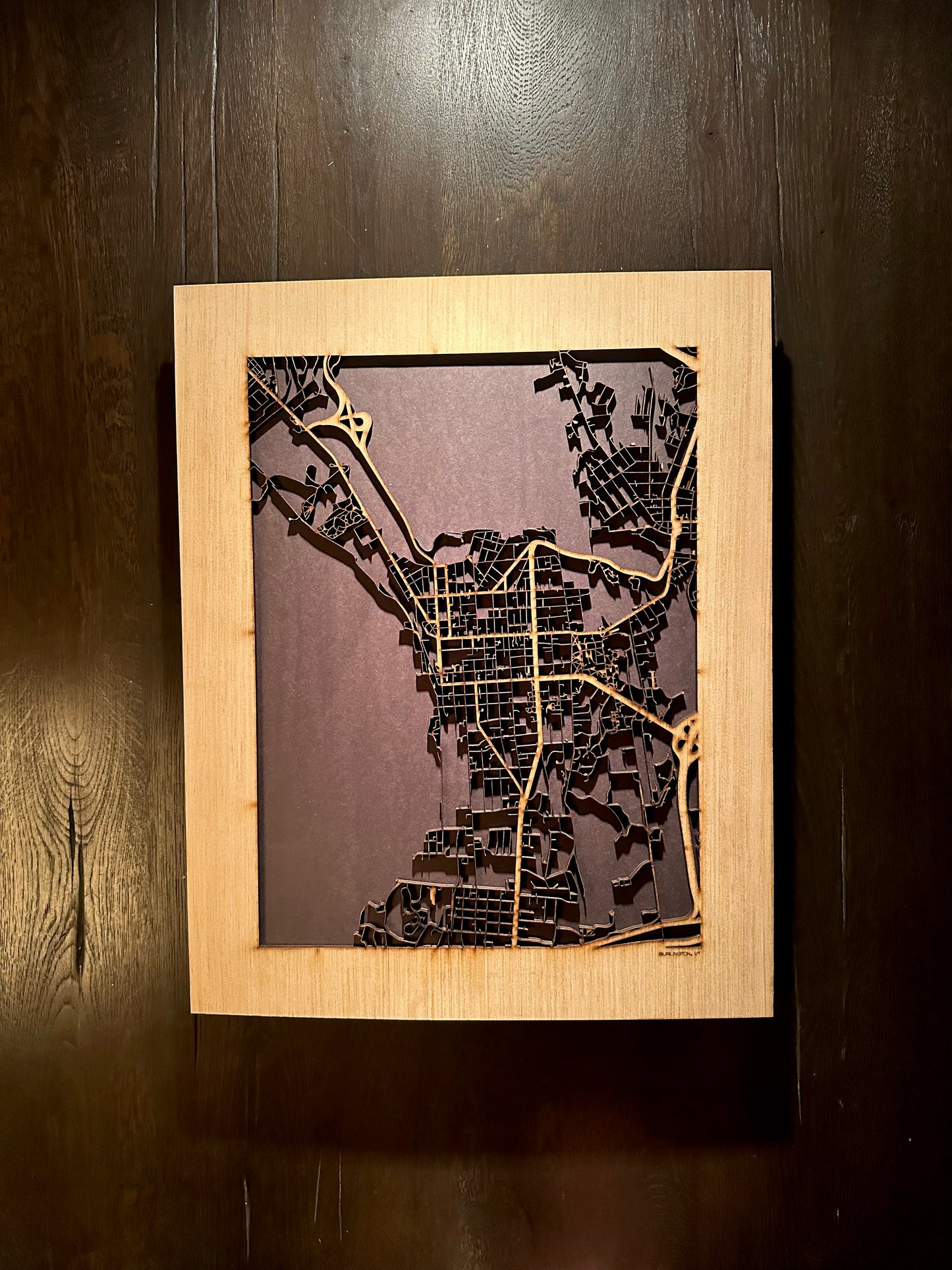 Burlington, VT City Street Map | Modern Wood Wall Art in a Minimalist design. 2 sizes