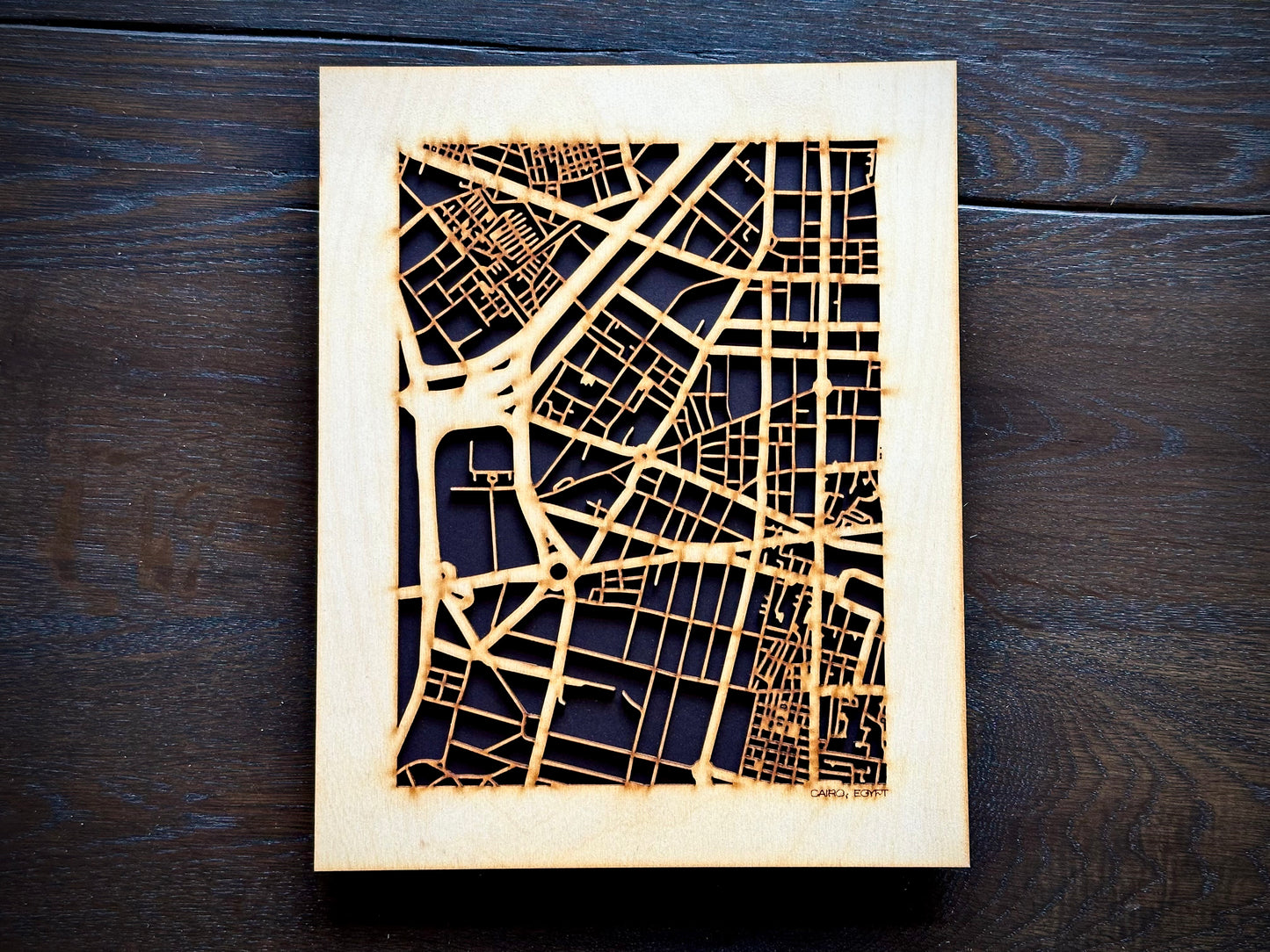 Cairo, Egypt City Street Map | Modern Wood Wall Art in a Minimalist design. 2 sizes