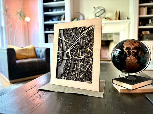 Cairo, Egypt City Street Map | Modern Wood Wall Art in a Minimalist design. 2 sizes
