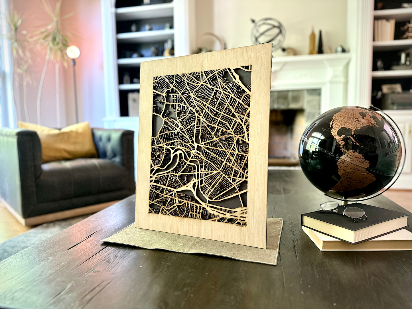 Cambridge, MA City Street Map | Modern Wood Wall Art in a Minimalist design. 2 sizes