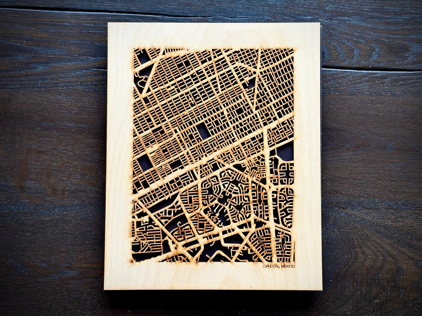 Cancun, Mexico City Street Map | Modern Wood Wall Art in a Minimalist design. 2 sizes