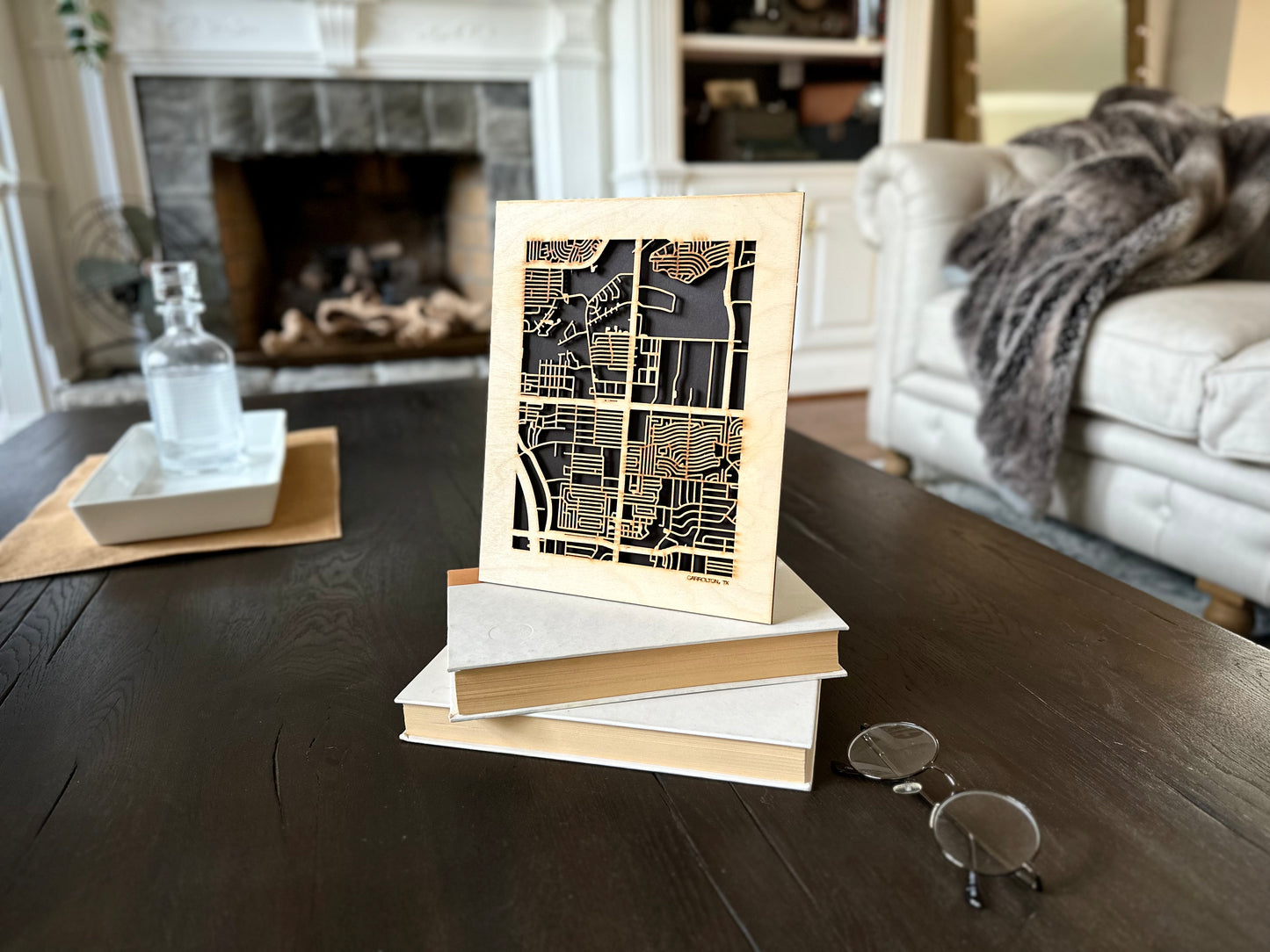 Carrolton, TX City Street Map | Modern Wood Wall Art in a Minimalist design. 2 sizes