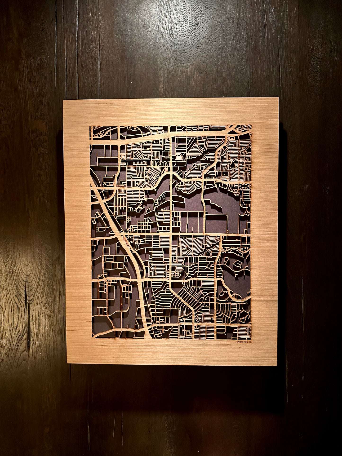 Carrolton, TX City Street Map | Modern Wood Wall Art in a Minimalist design. 2 sizes