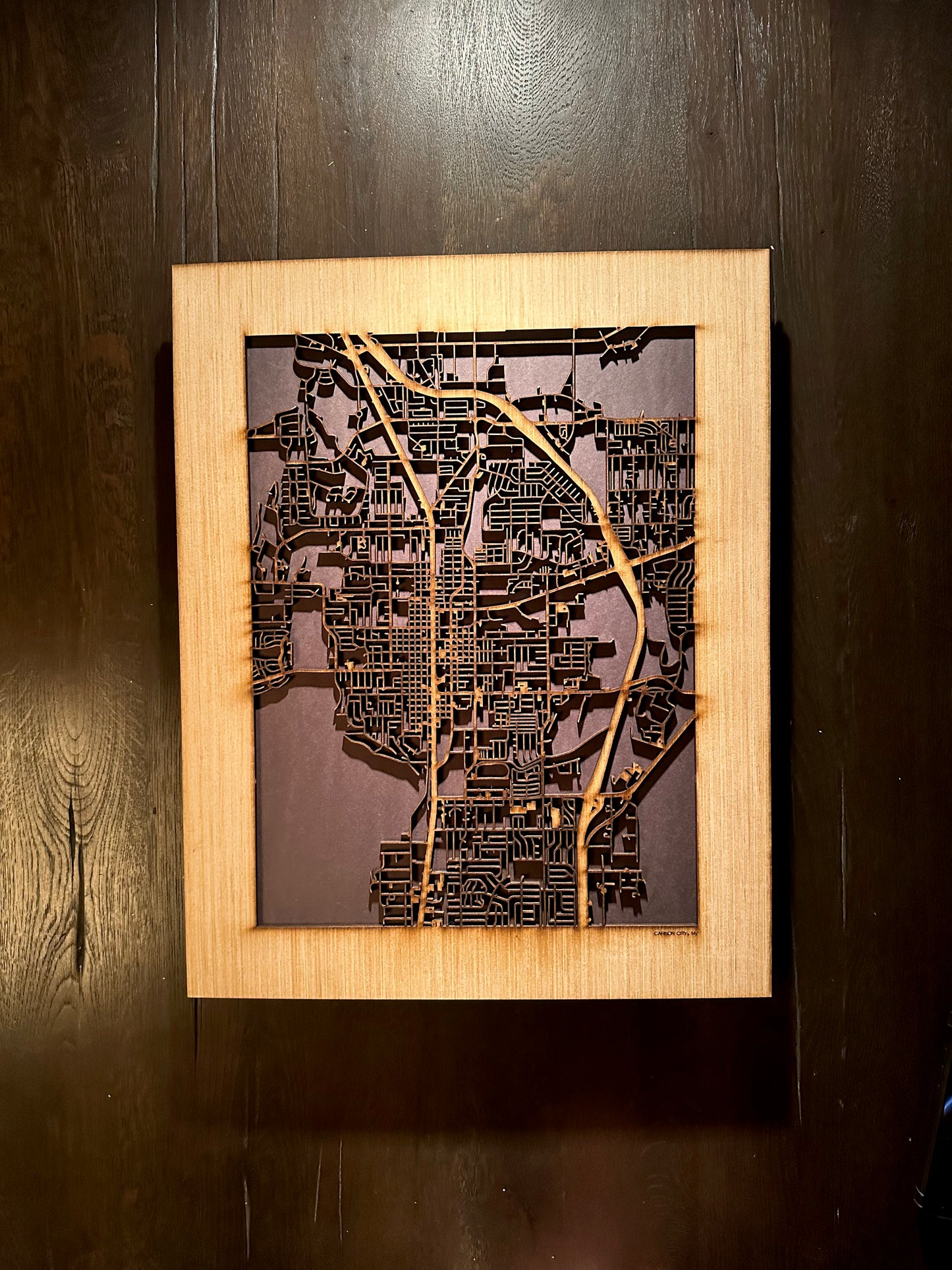 Carson City, NV City Street Map | Modern Wood Wall Art in a Minimalist design. 2 sizes