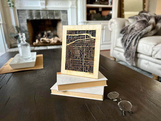 Casper, WY City Street Map | Modern Wood Wall Art in a Minimalist design. 2 sizes