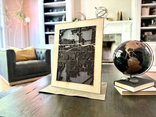 Casper, WY City Street Map | Modern Wood Wall Art in a Minimalist design. 2 sizes