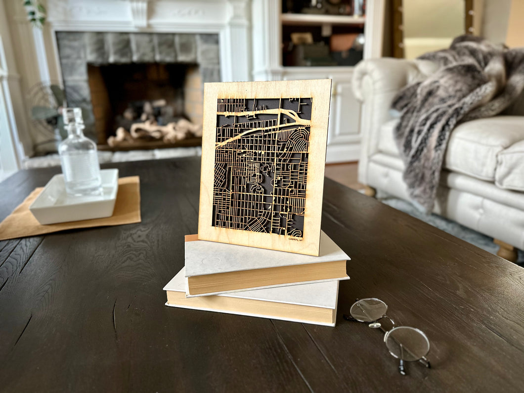 Casper, WY City Street Map | Modern Wood Wall Art in a Minimalist design. 2 sizes