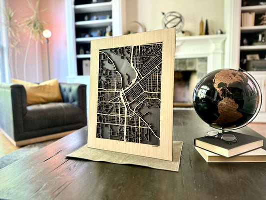 Cedar Rapids, IA City Street Map | Modern Wood Wall Art in a Minimalist design. 2 sizes