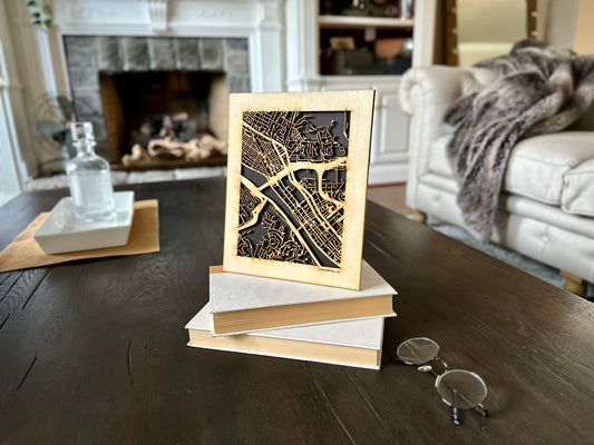 Charleston, WV City Street Map | Modern Wood Wall Art in a Minimalist design. 2 sizes