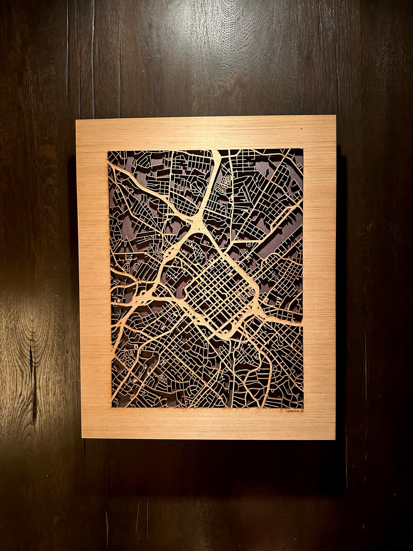 Charlotte, NC City Street Map | Modern Wood Wall Art in a Minimalist design. 3 sizes