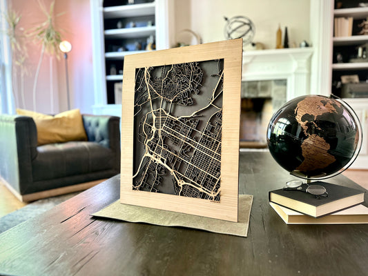 Chattanooga, TN City Street Map | Modern Wood Wall Art in a Minimalist design. 3 sizes