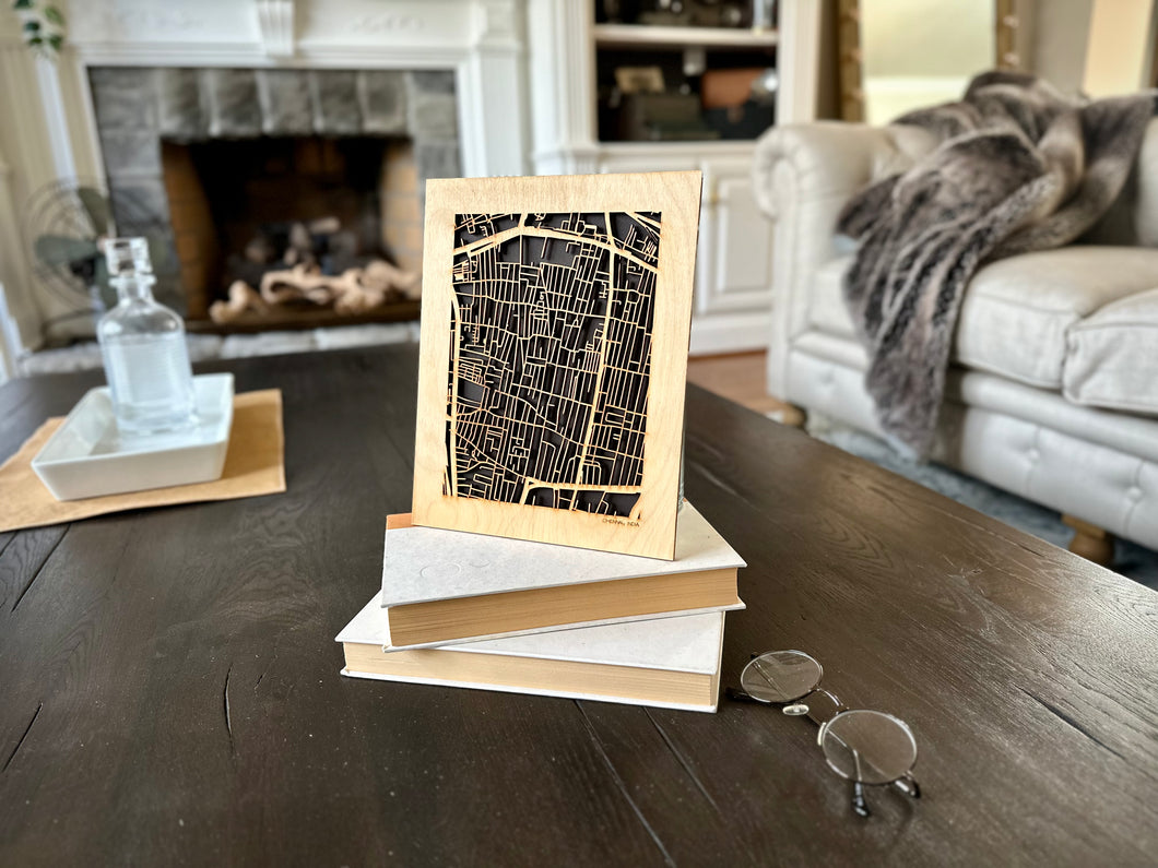 Chennai, India City Street Map | Modern Wood Wall Art in a Minimalist design. 2 sizes