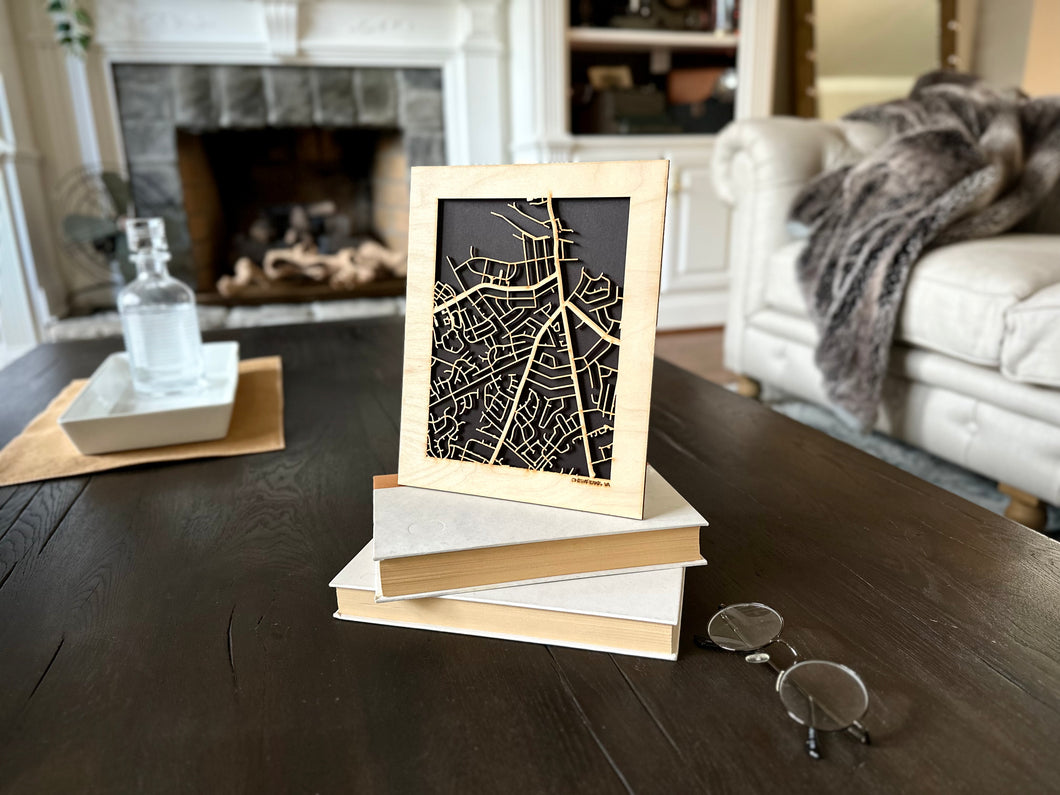Chesapeake, VA City Street Map | Modern Wood Wall Art in a Minimalist design. 2 sizes
