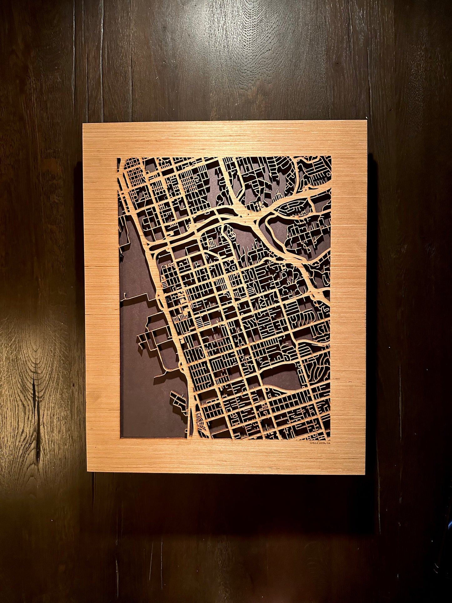 Chula Vista, CA City Street Map | Modern Wood Wall Art in a Minimalist design. 2 sizes