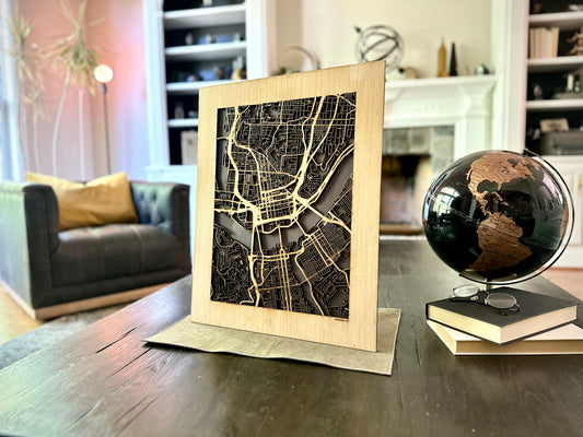 Cincinnati, OH City Street Map | Modern Wood Wall Art in a Minimalist design. 3 sizes