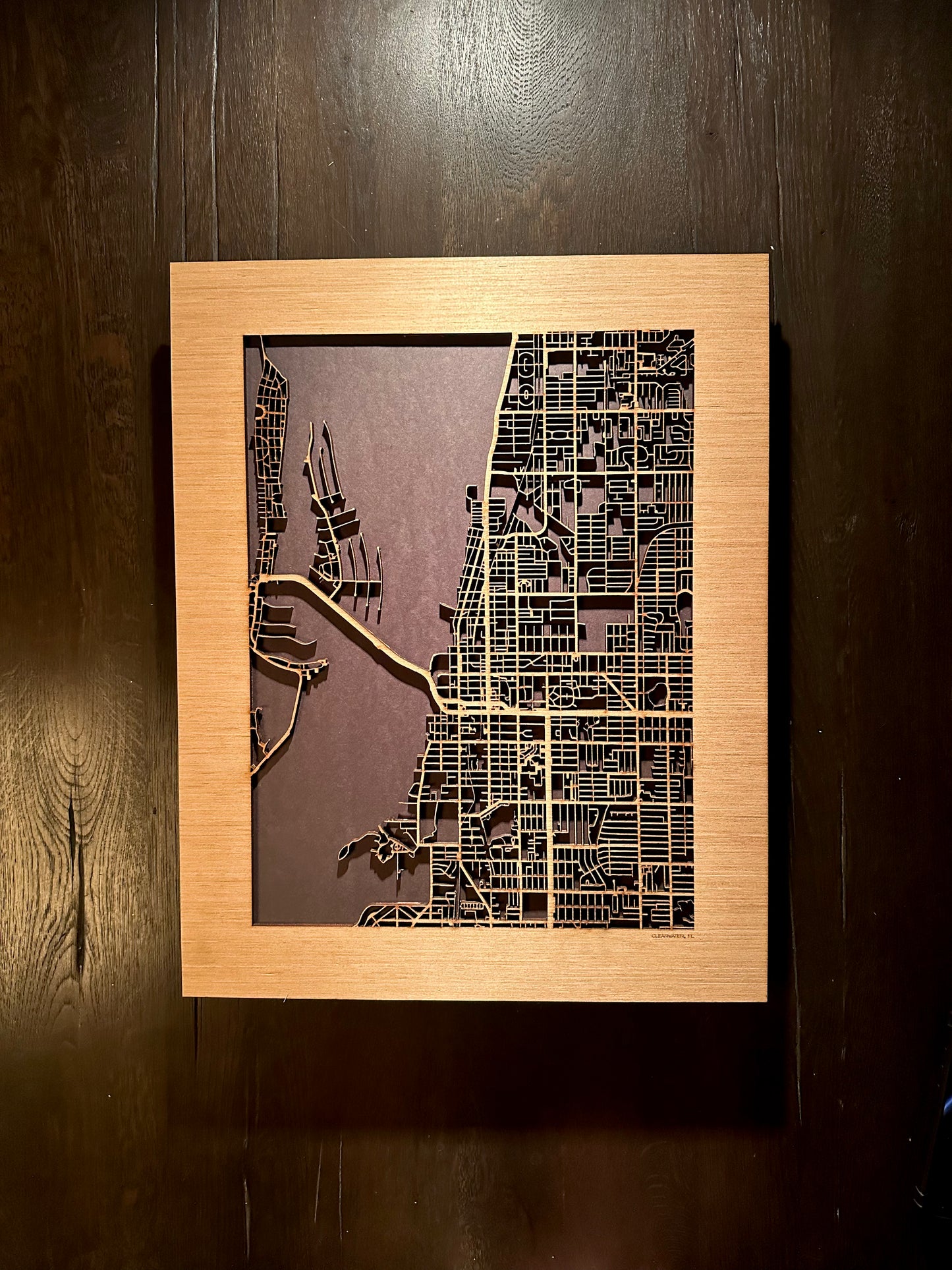 Clearwater, FL City Street Map | Modern Wood Wall Art in a Minimalist design. 2 sizes
