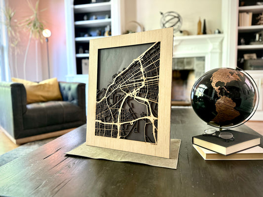 Cleveland, OH City Street Map | Modern Wood Wall Art in a Minimalist design. 3 sizes