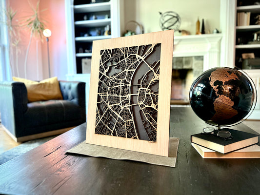 Cologne, Germany City Street Map | Modern Wood Wall Art in a Minimalist design. 2 sizes